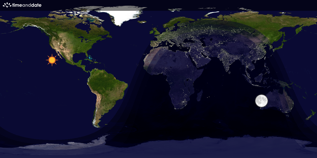 Verdenskart som viser dag og natt 