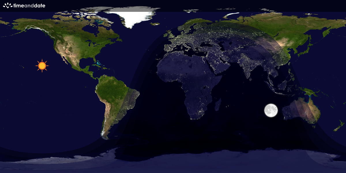 Verdenskart som viser dag og natt 