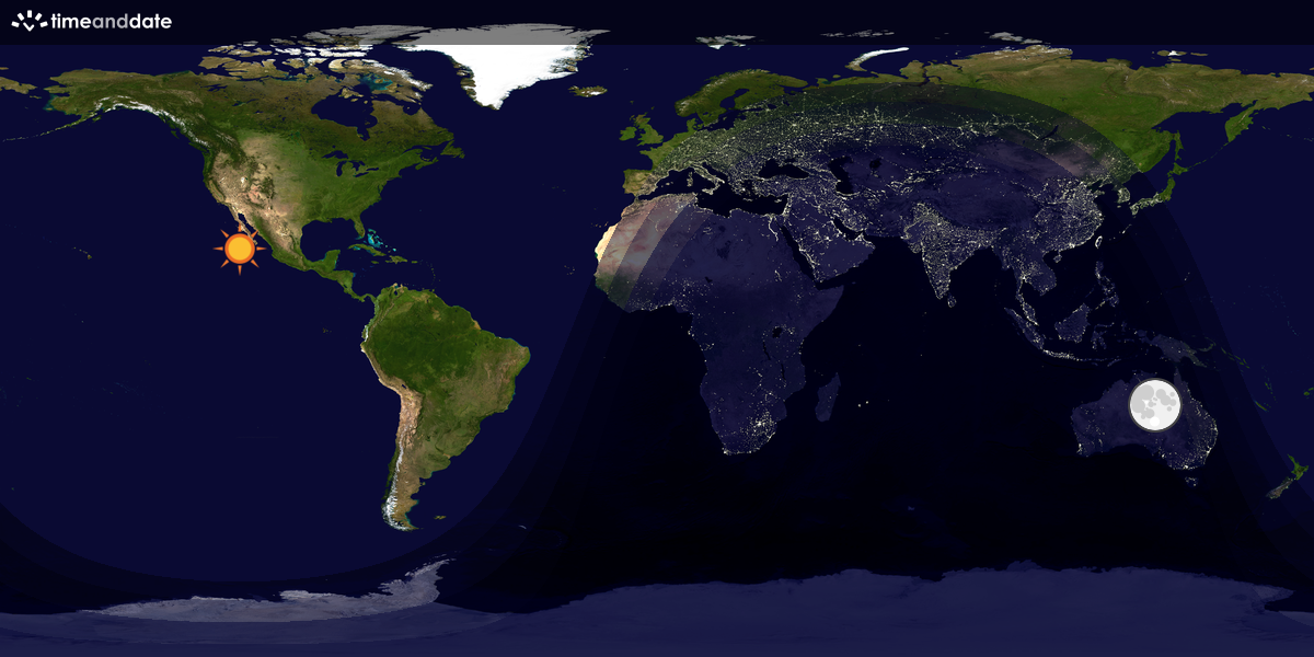 Verdenskart som viser dag og natt 
