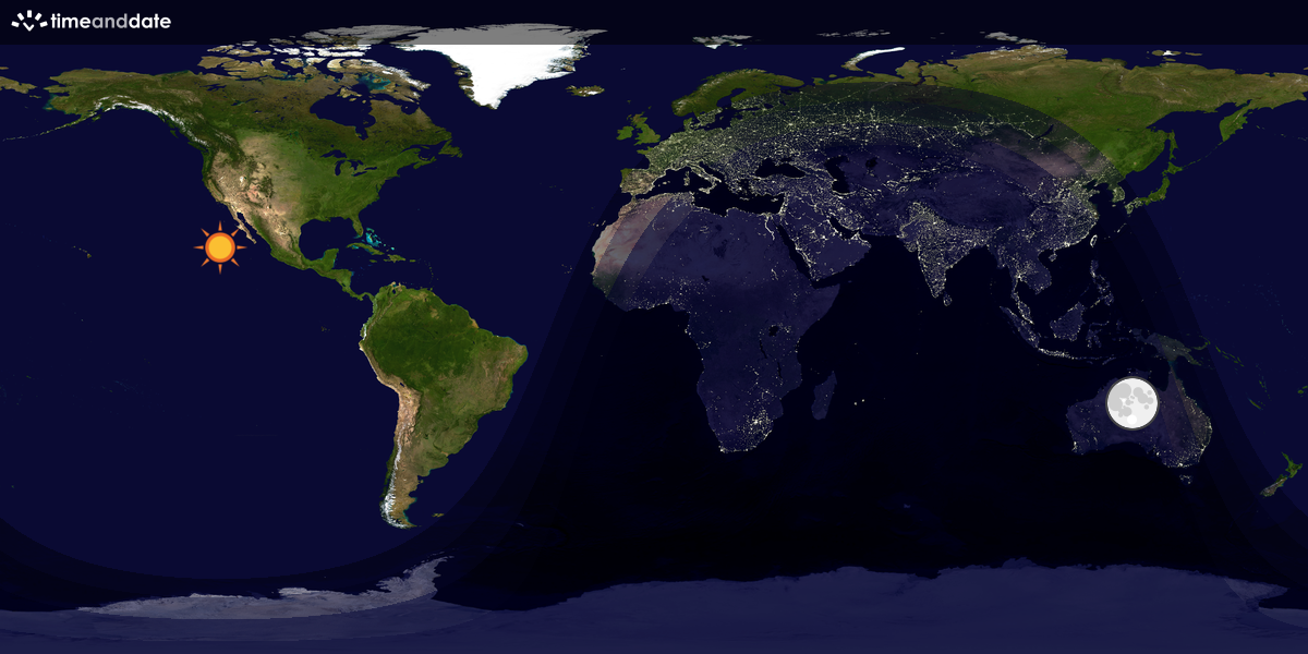 Verdenskart som viser dag og natt 