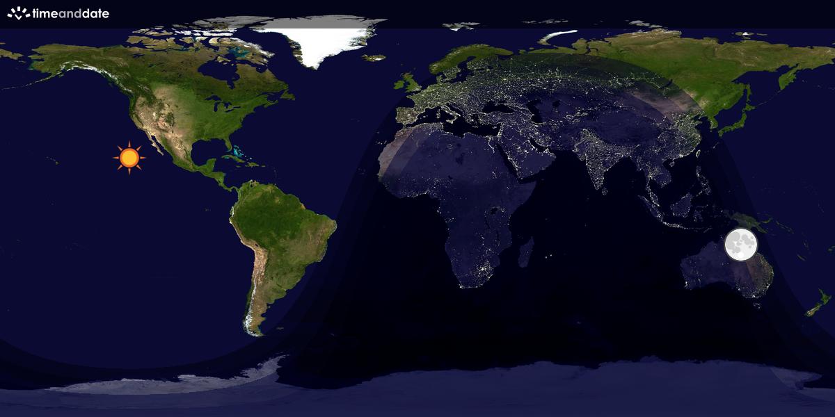 Verdenskart som viser dag og natt 