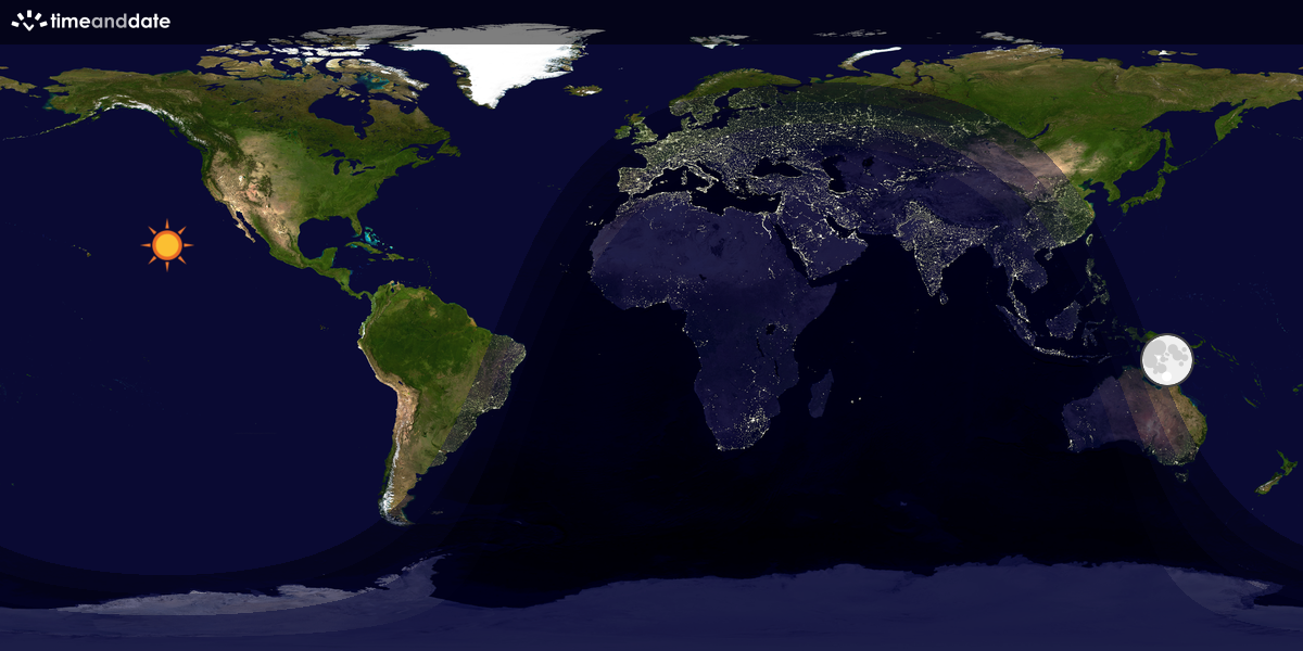 Verdenskart som viser dag og natt 