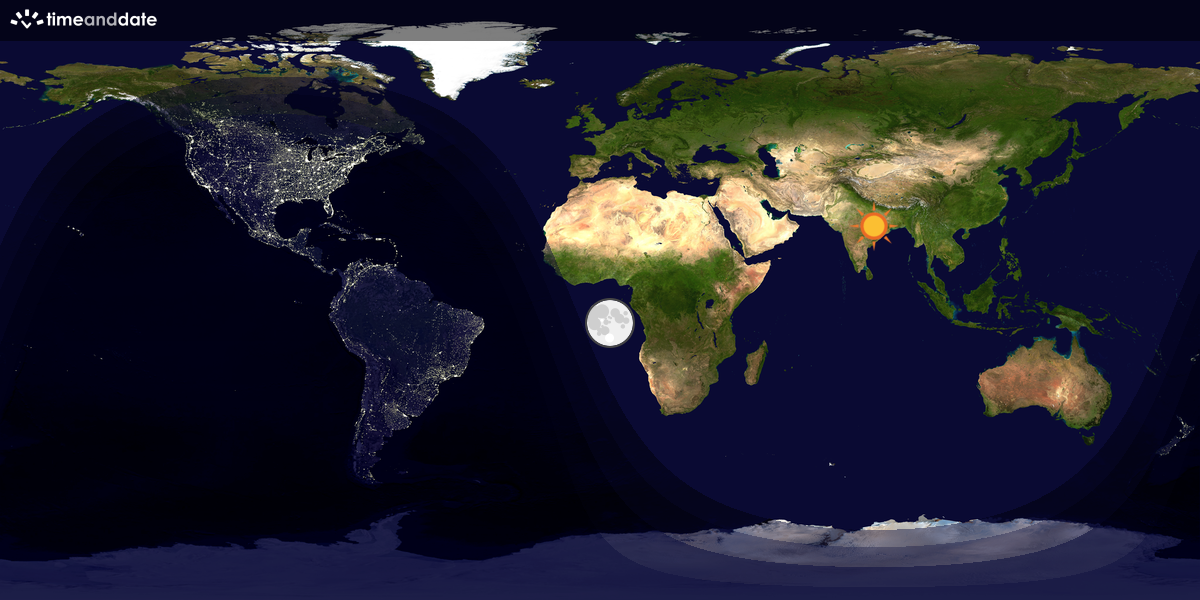 Verdenskart som viser dag og natt 