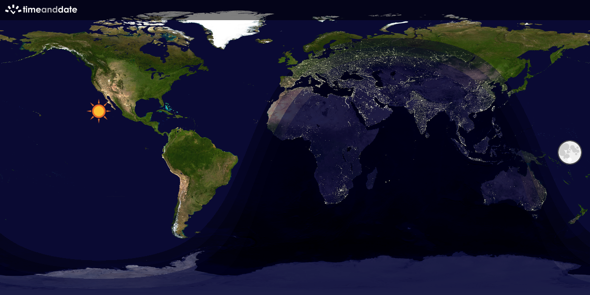 Verdenskart som viser dag og natt 