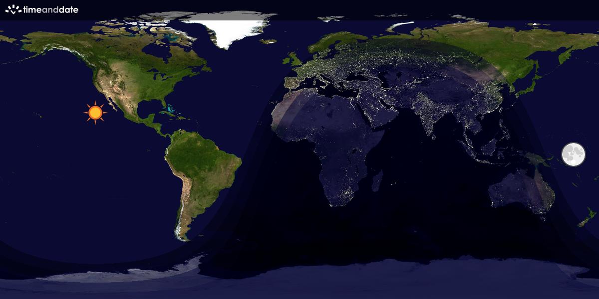 Verdenskart som viser dag og natt 