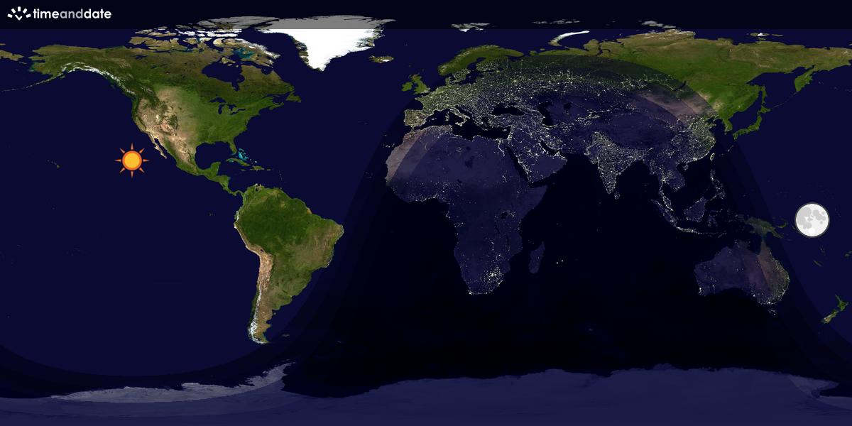 Verdenskart som viser dag og natt 