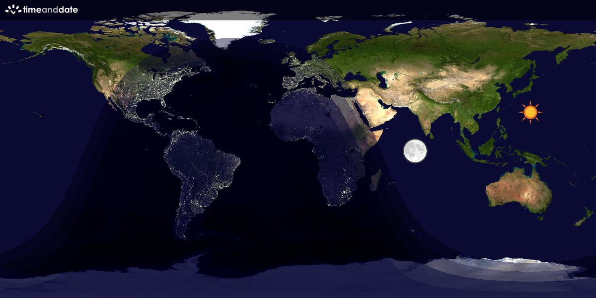 Verdenskart som viser dag og natt 