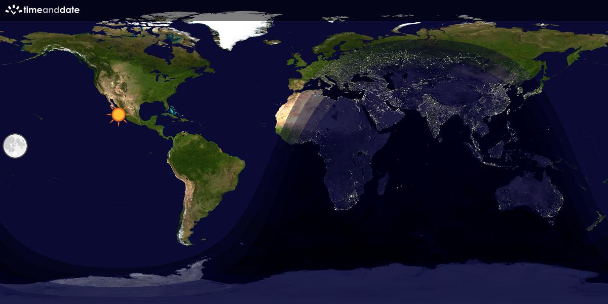 Verdenskart som viser dag og natt 