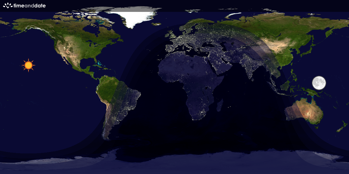 Verdenskart som viser dag og natt 