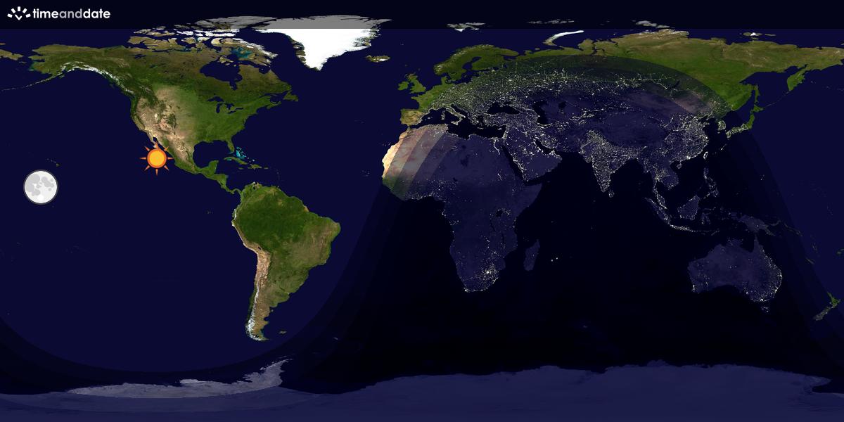 Verdenskart som viser dag og natt 