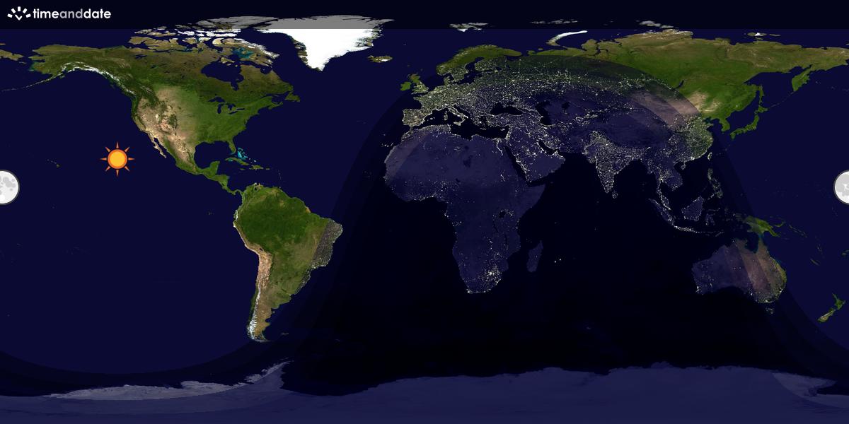 Verdenskart som viser dag og natt 