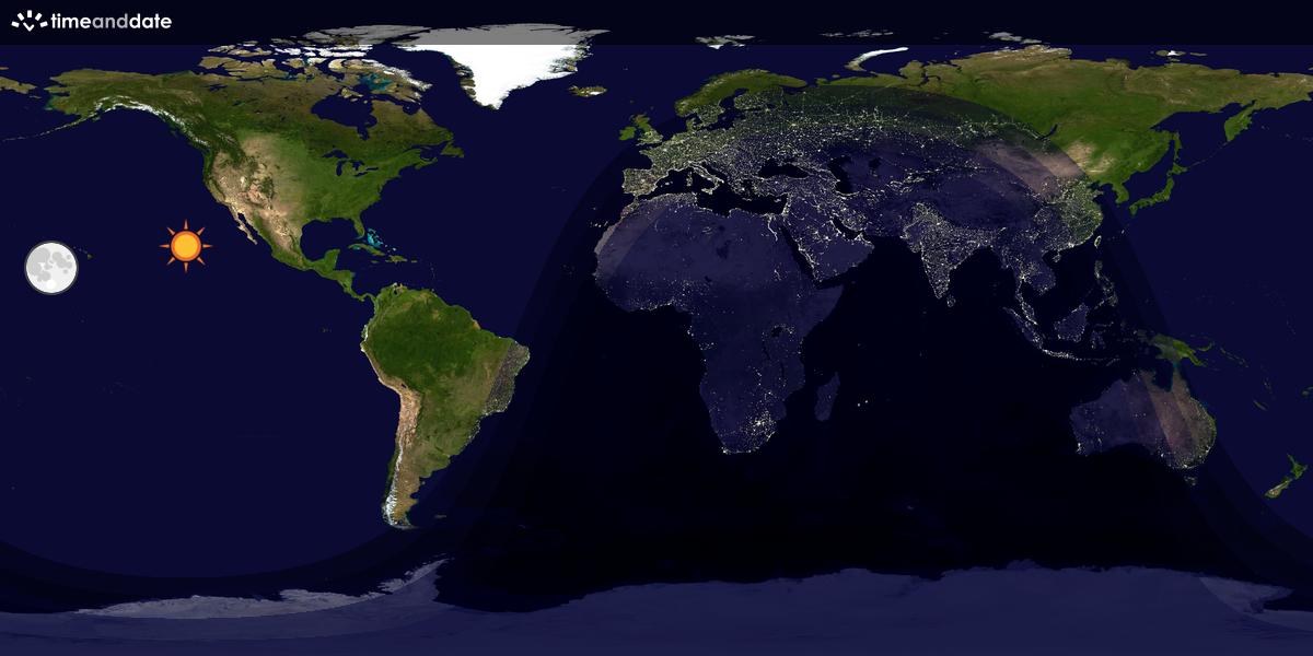 Verdenskart som viser dag og natt 