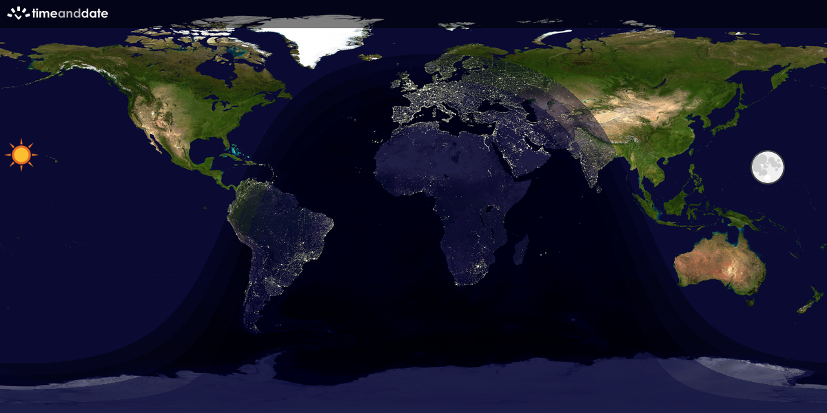 Verdenskart som viser dag og natt 