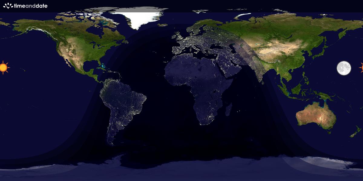 Verdenskart som viser dag og natt 