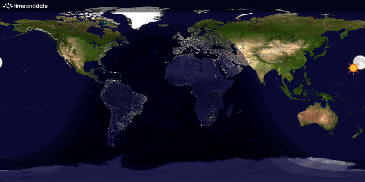 Verdenskart som viser dag og natt 