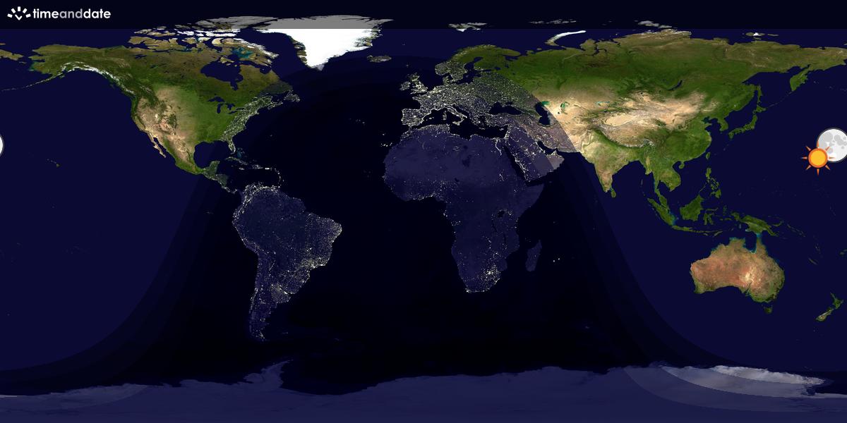 Verdenskart som viser dag og natt 