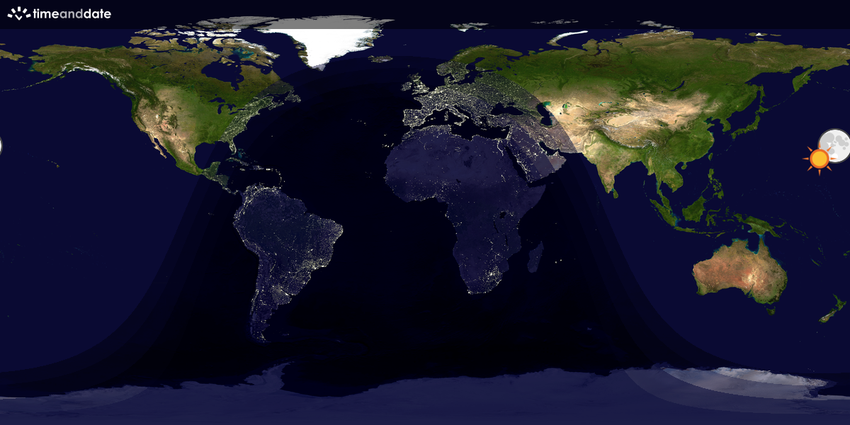 Verdenskart som viser dag og natt 
