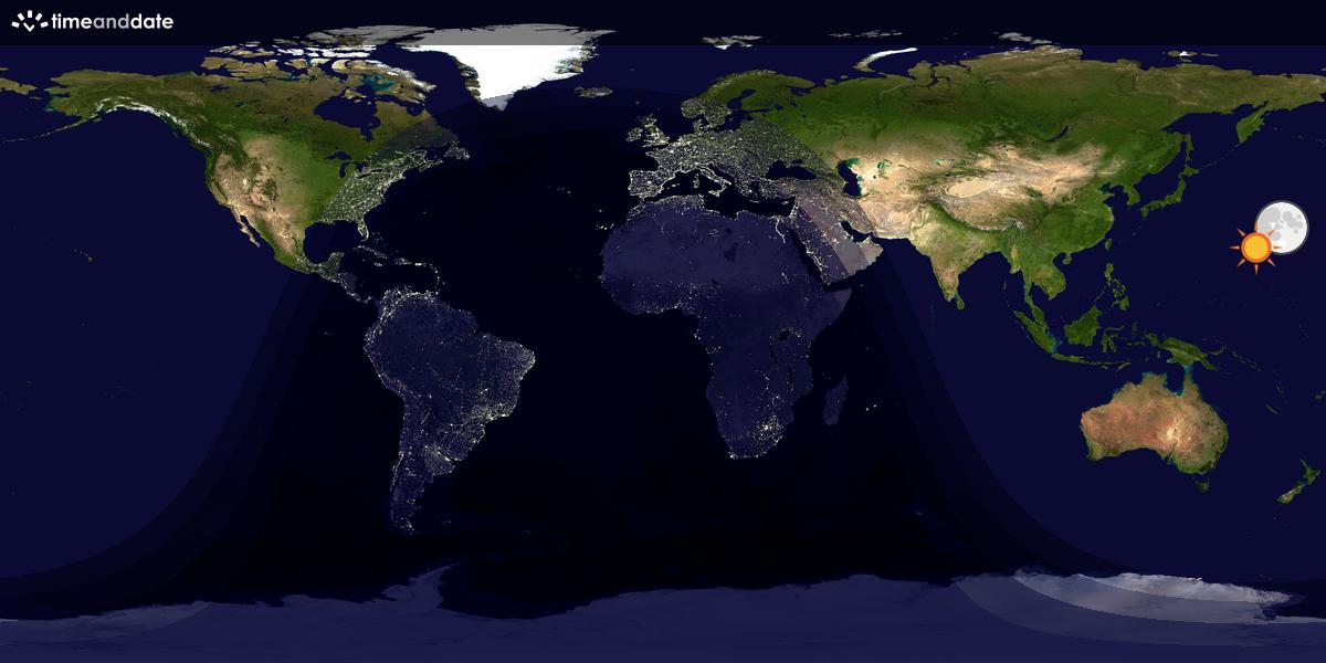 Verdenskart som viser dag og natt 