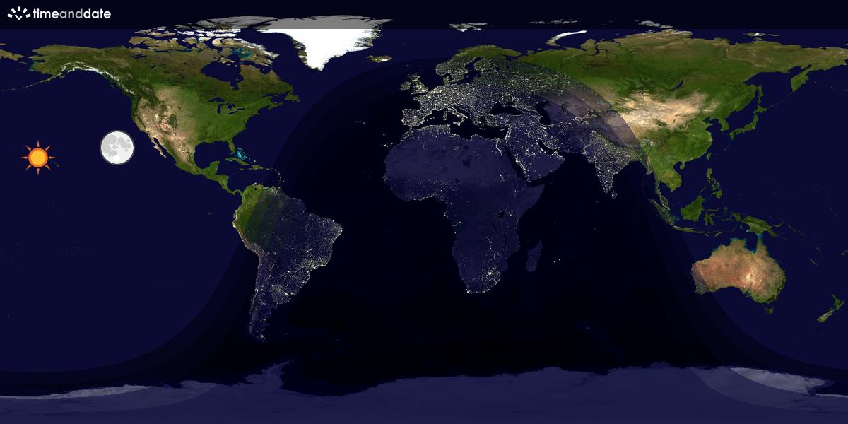 Verdenskart som viser dag og natt 