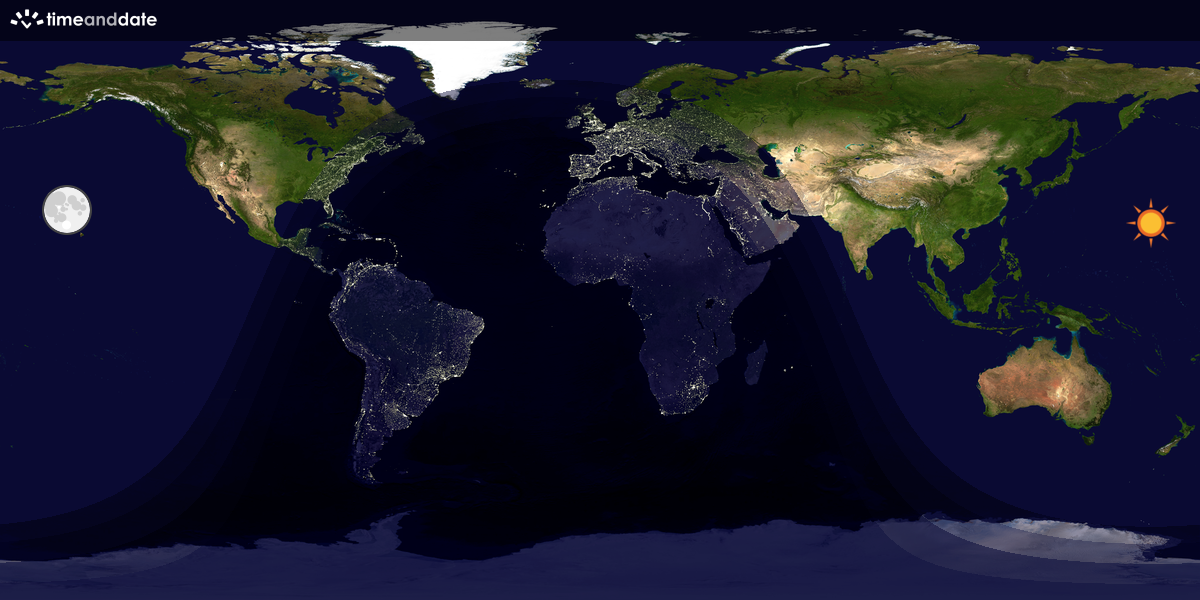 Verdenskart som viser dag og natt 