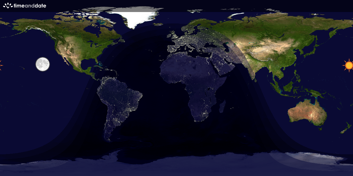 Verdenskart som viser dag og natt 