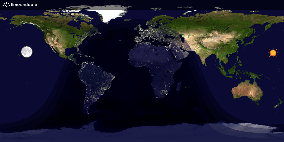 Verdenskart som viser dag og natt 
