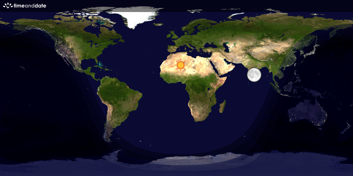 Verdenskart som viser dag og natt 