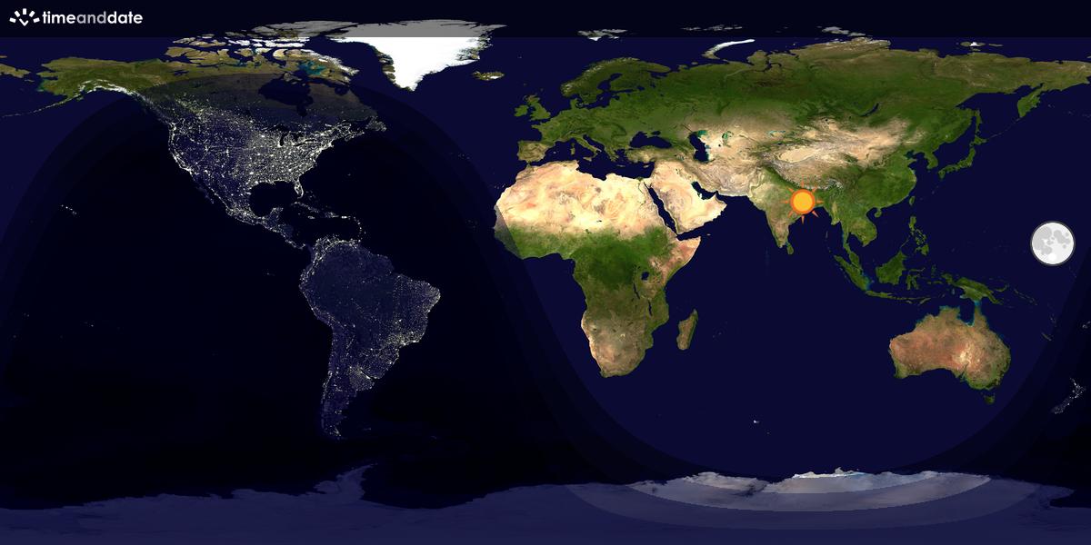 Verdenskart som viser dag og natt 
