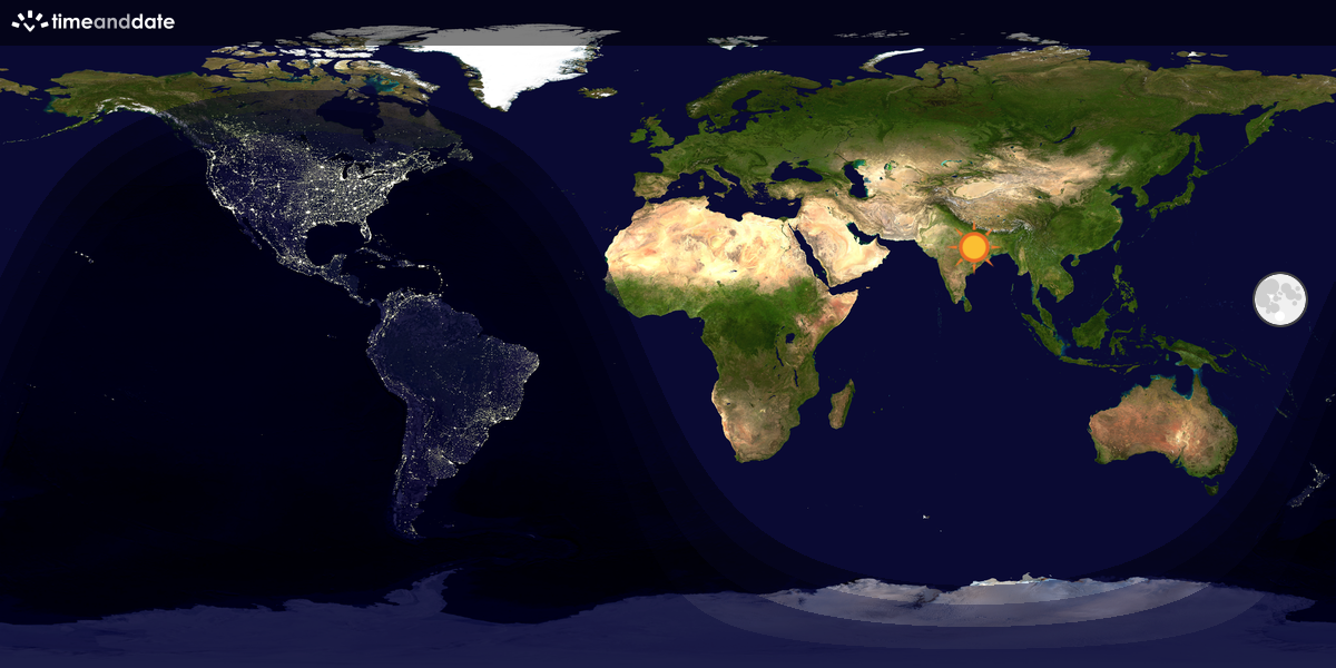 Verdenskart som viser dag og natt 