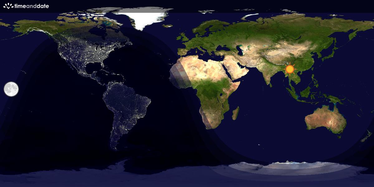 Verdenskart som viser dag og natt 
