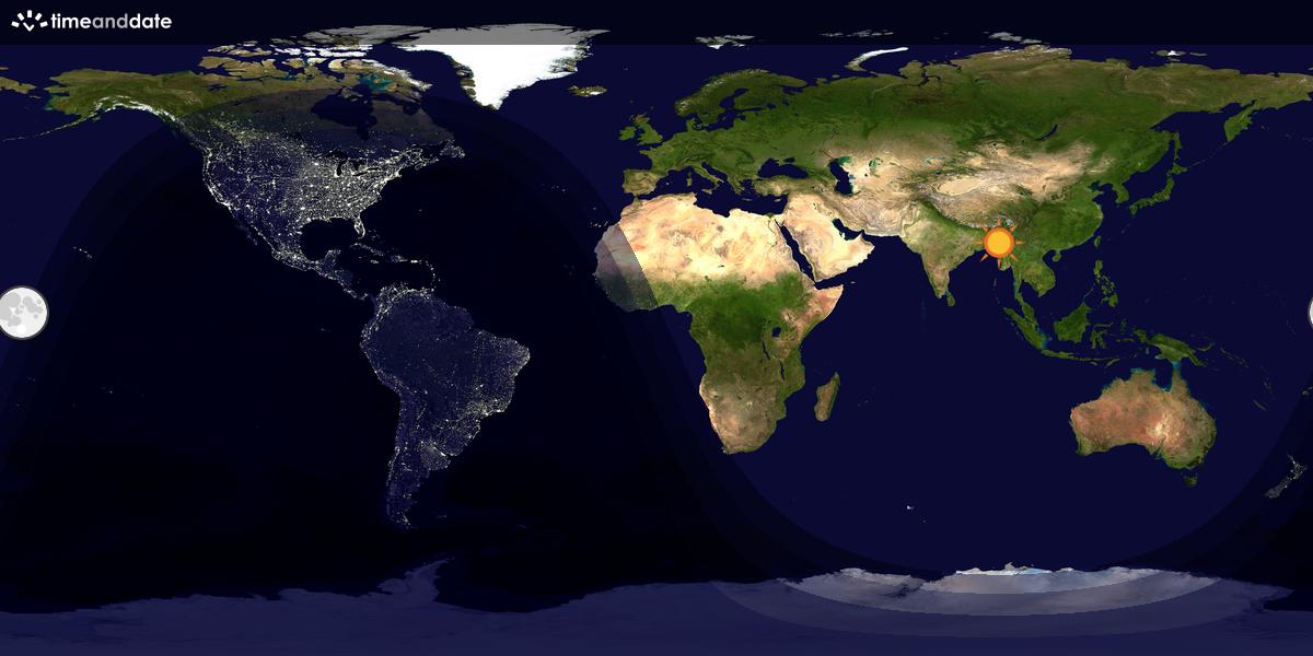Verdenskart som viser dag og natt 