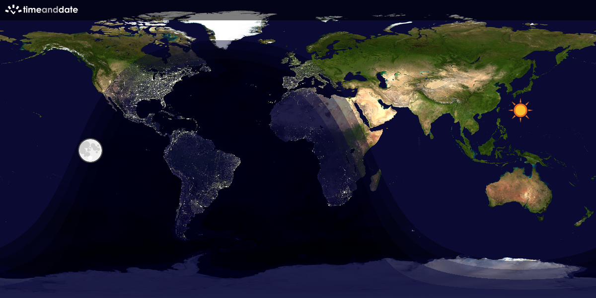 Verdenskart som viser dag og natt 