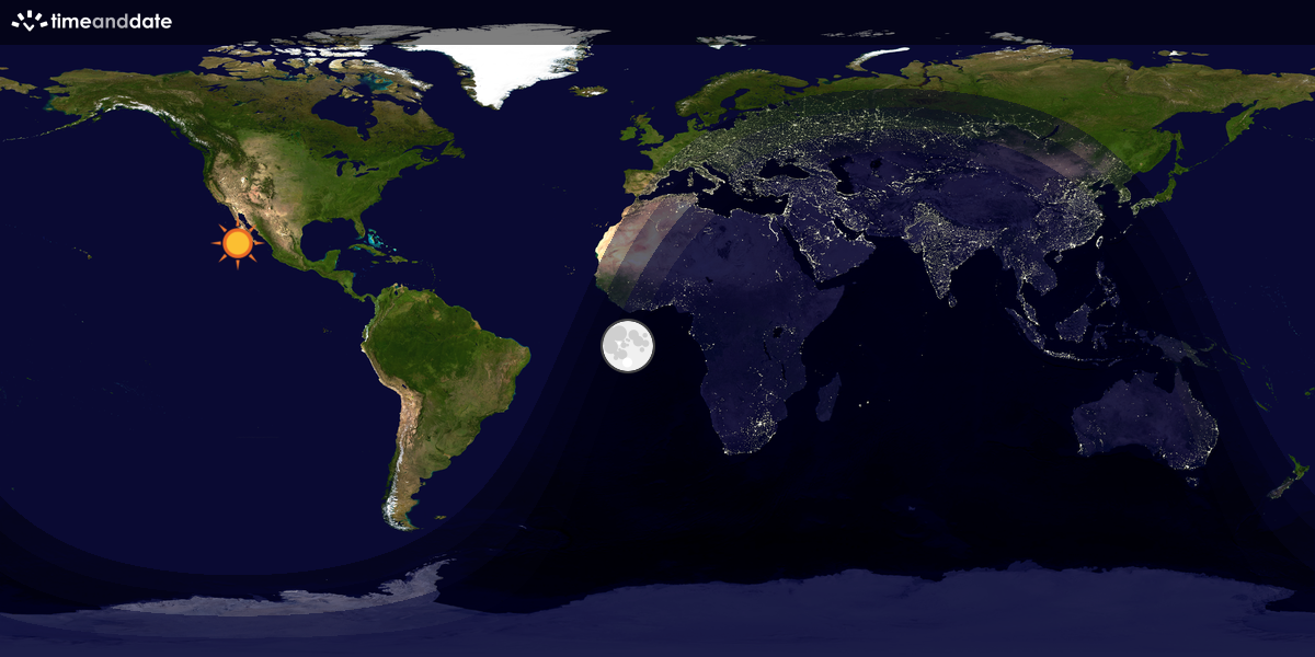 Verdenskart som viser dag og natt 