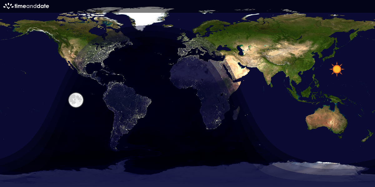 Verdenskart som viser dag og natt 