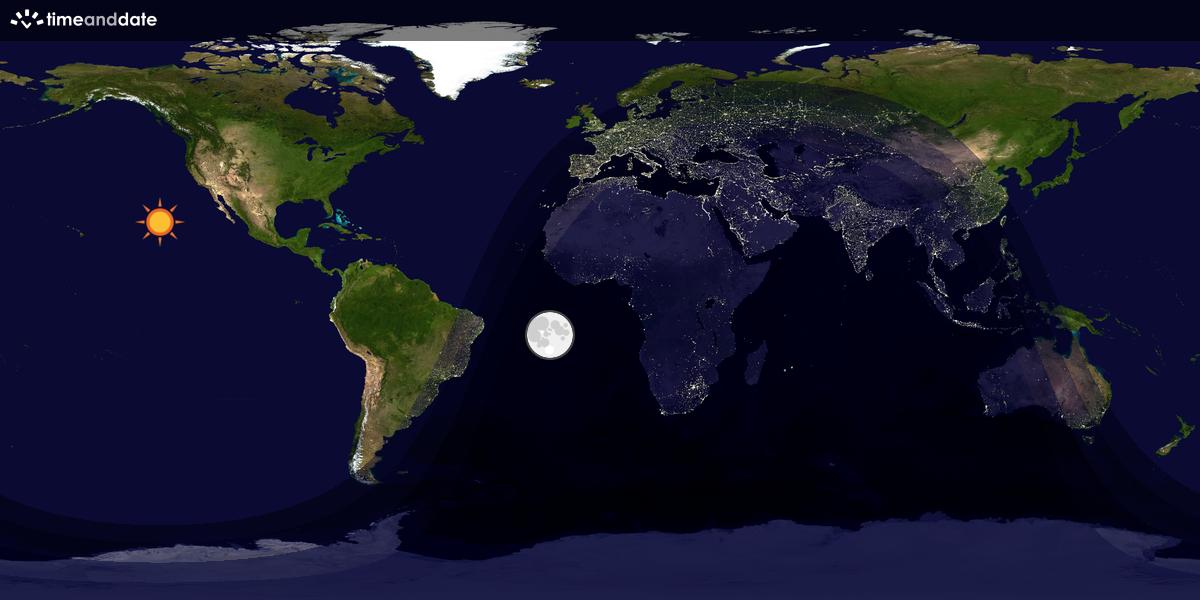 Verdenskart som viser dag og natt 