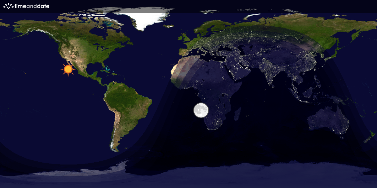 Verdenskart som viser dag og natt 