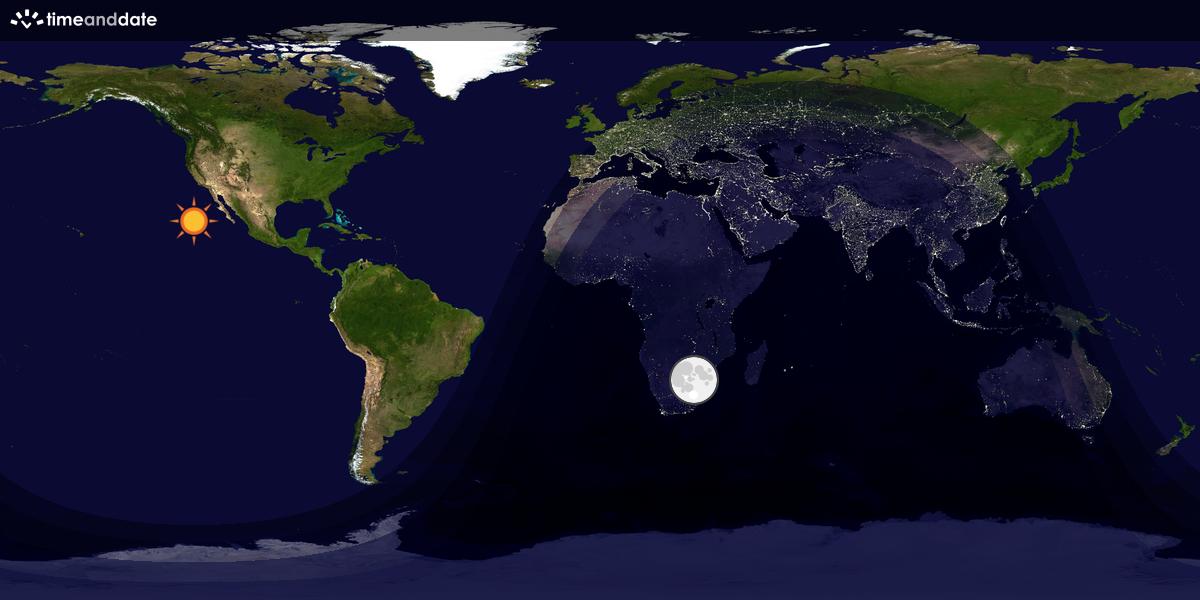 Verdenskart som viser dag og natt 