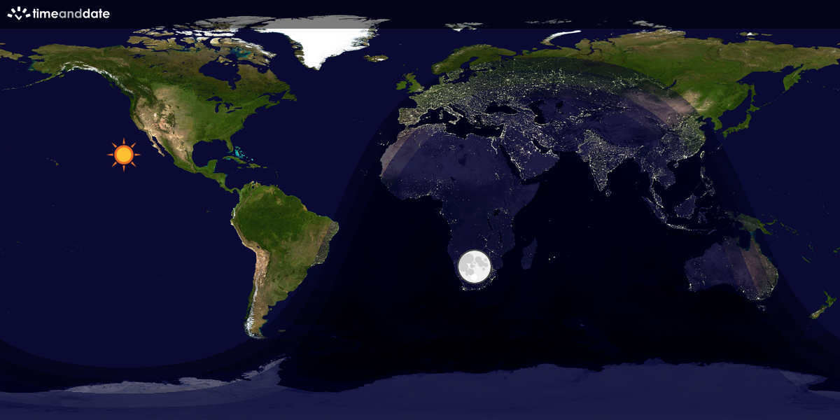 Verdenskart som viser dag og natt 