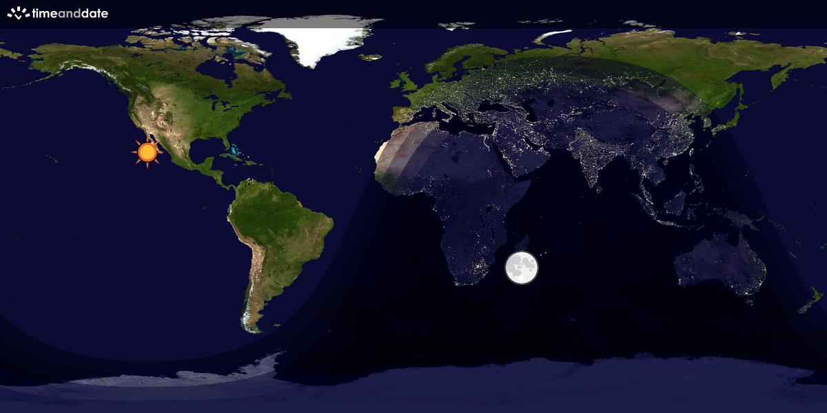 Verdenskart som viser dag og natt 