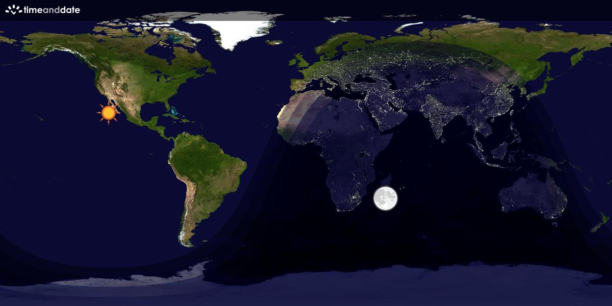 Verdenskart som viser dag og natt 