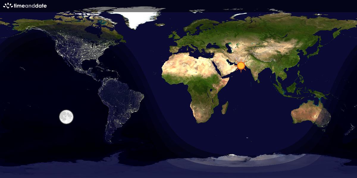 Verdenskart som viser dag og natt 