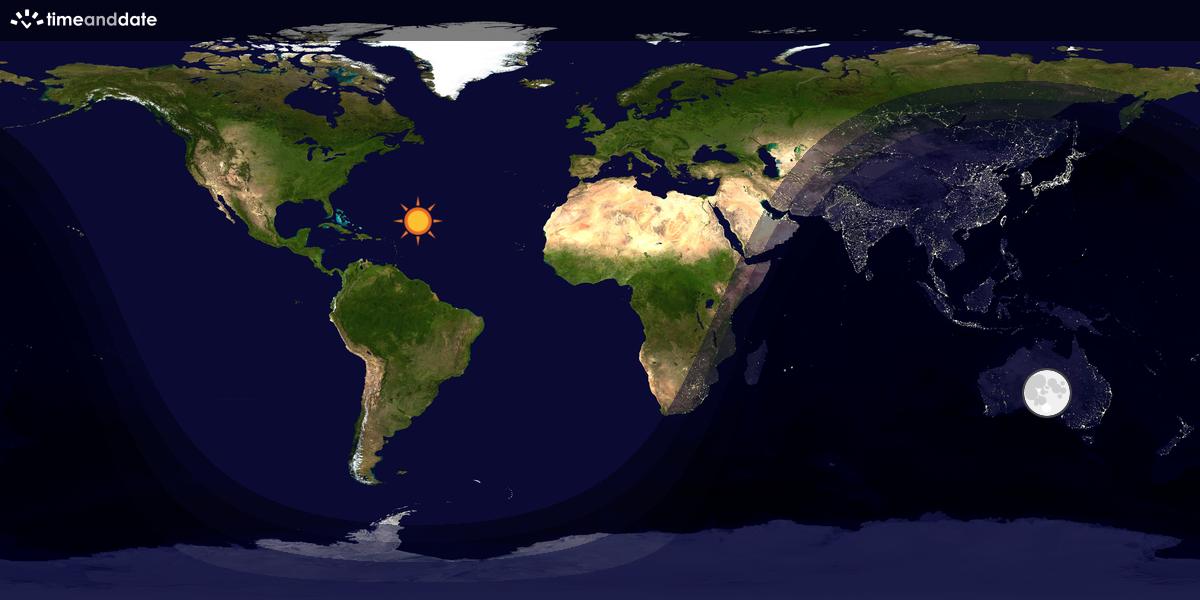 Verdenskart som viser dag og natt 