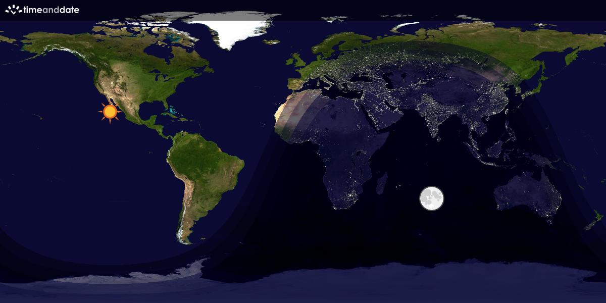 Verdenskart som viser dag og natt 