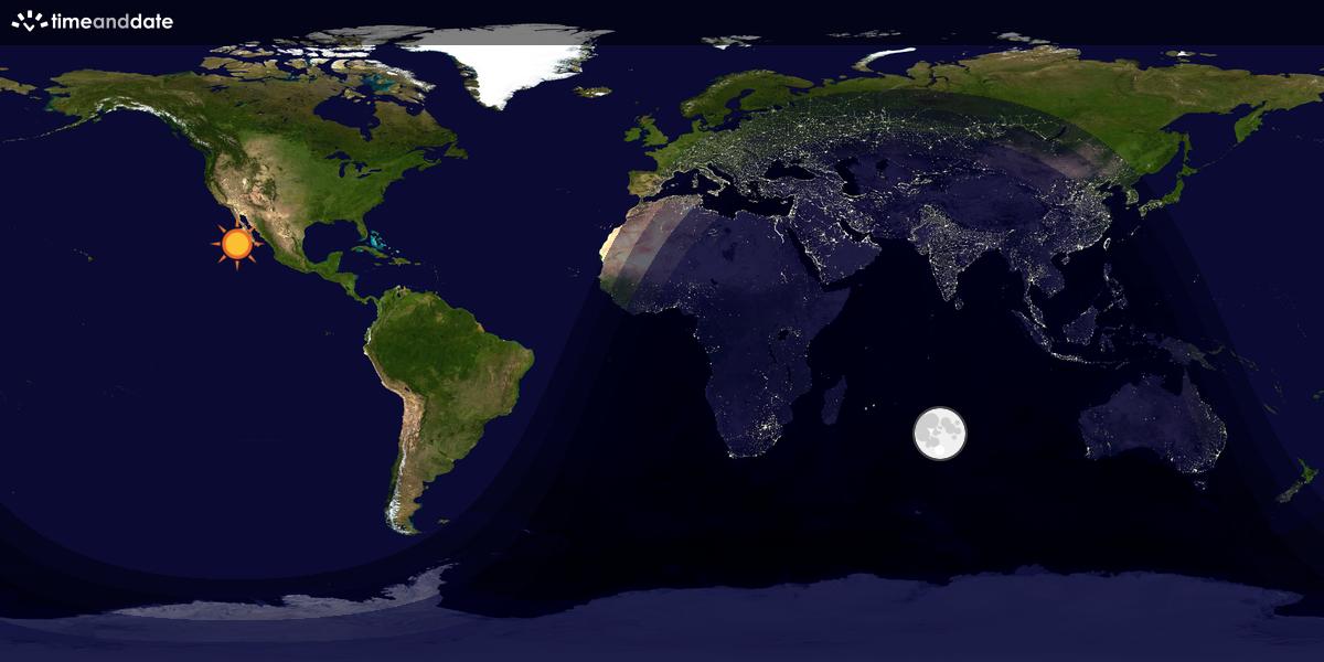 Verdenskart som viser dag og natt 