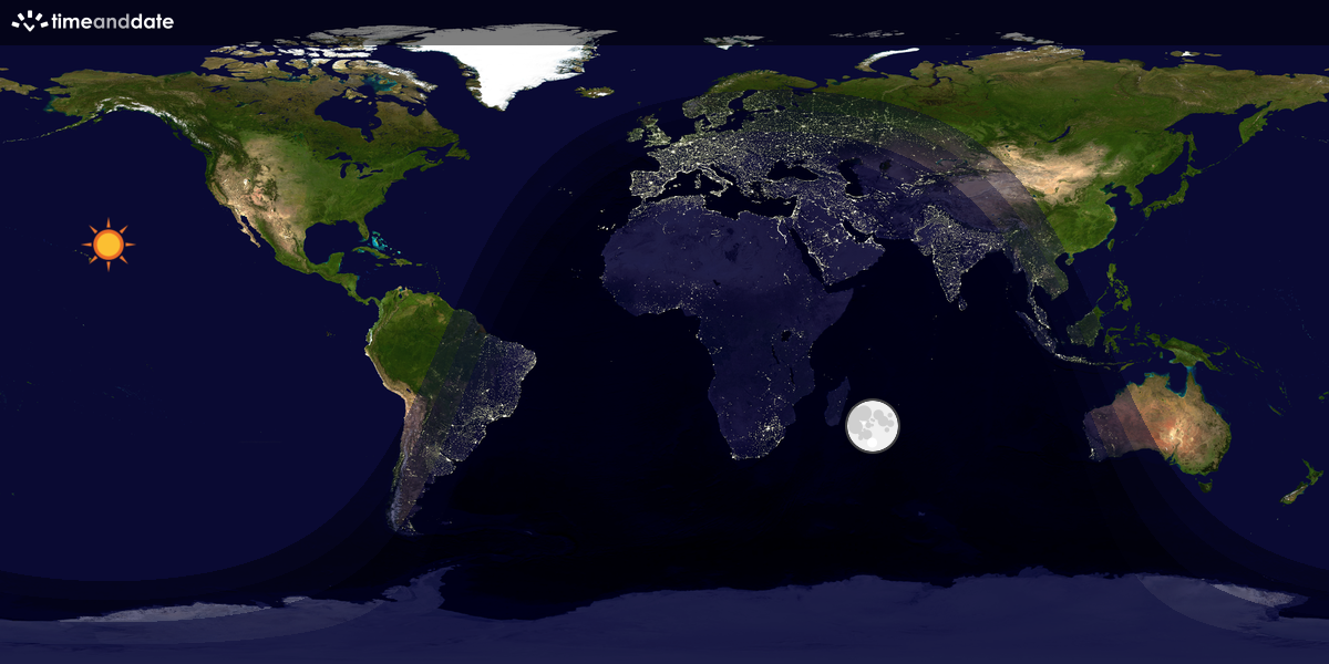 Verdenskart som viser dag og natt 