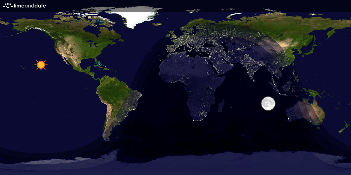 Verdenskart som viser dag og natt 
