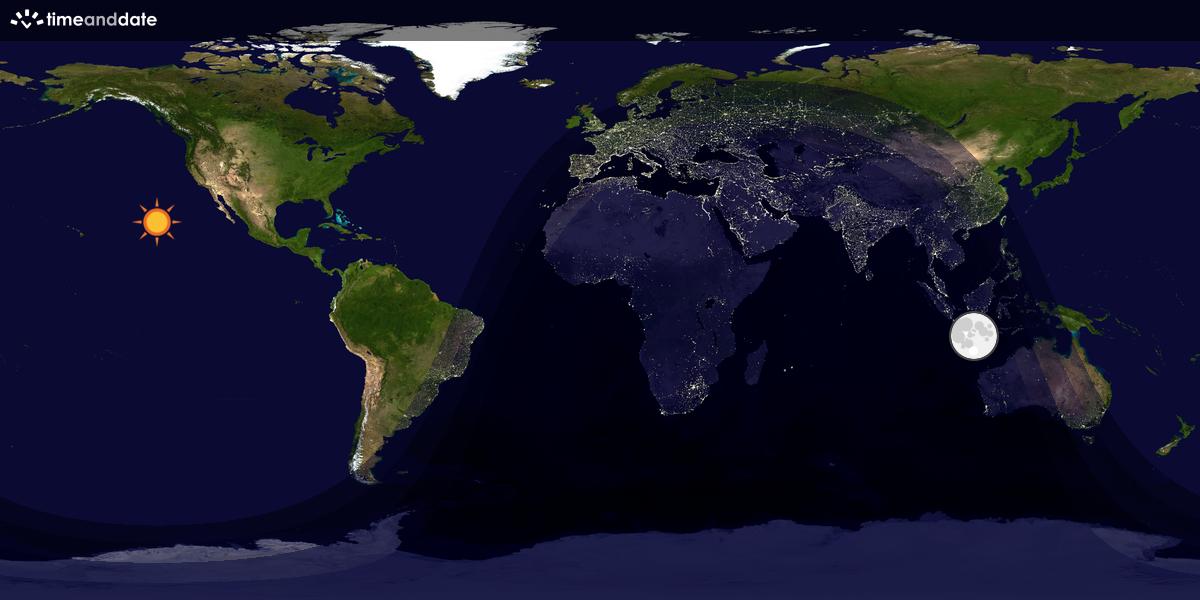 Verdenskart som viser dag og natt 