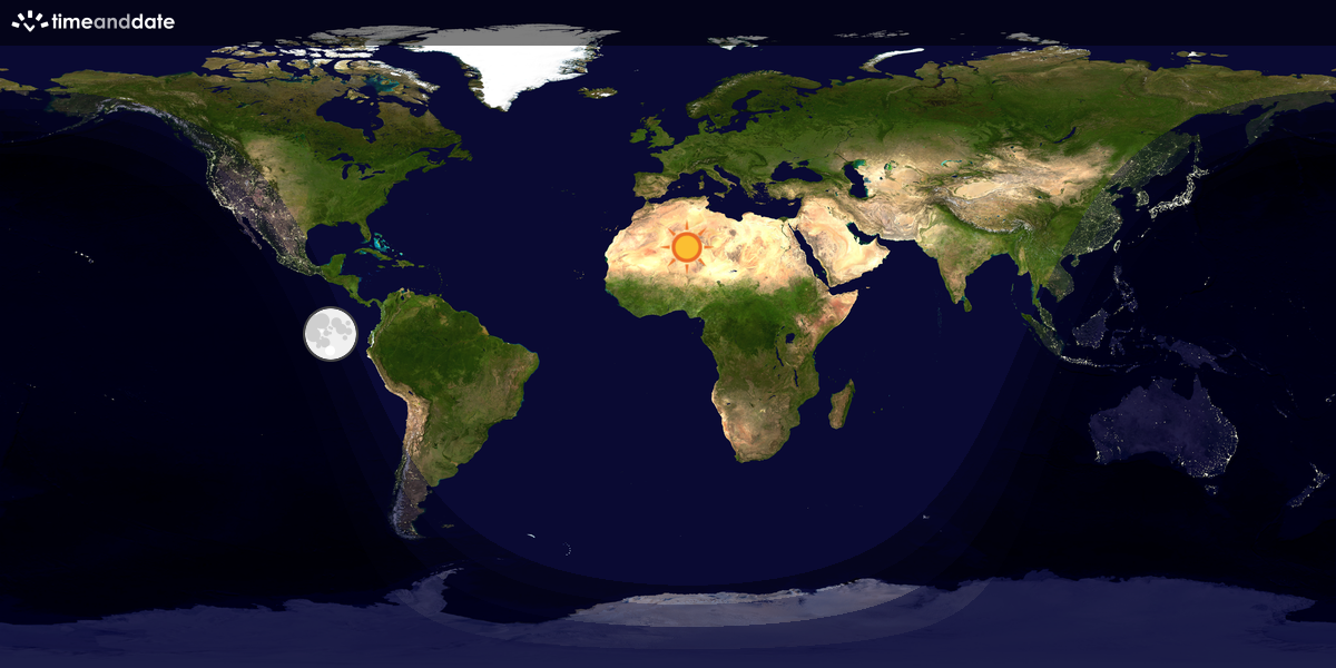 Verdenskart som viser dag og natt 