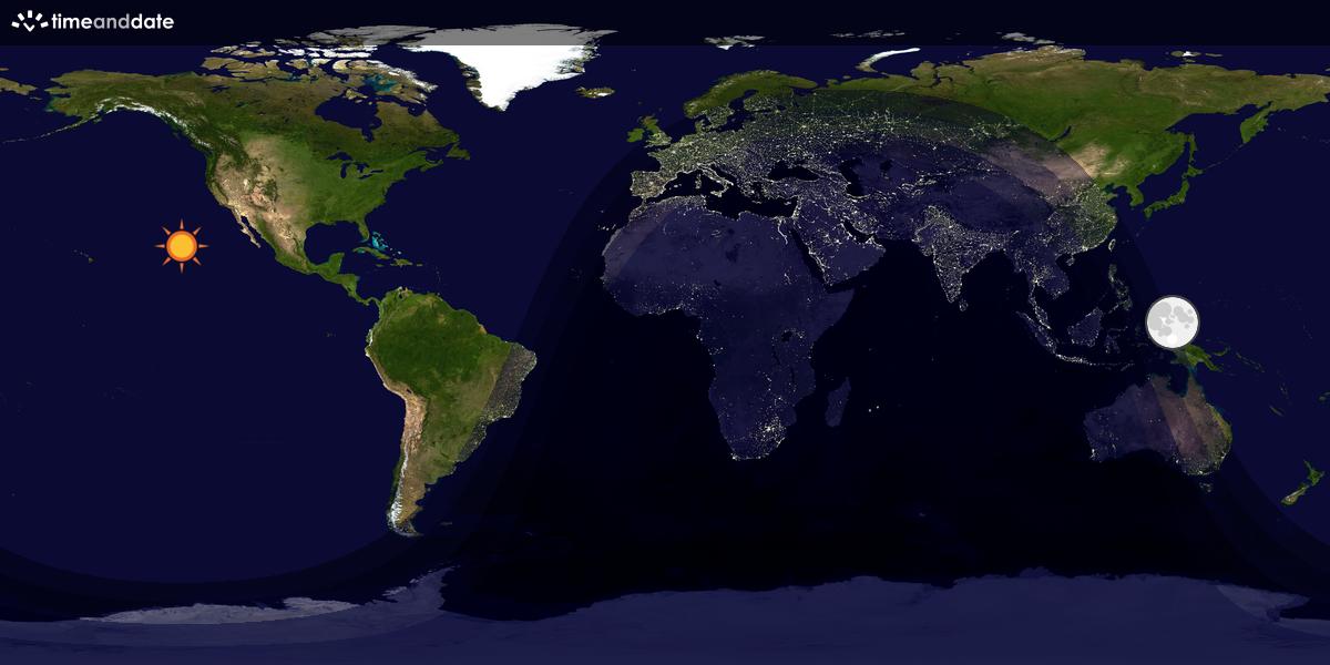 Verdenskart som viser dag og natt 