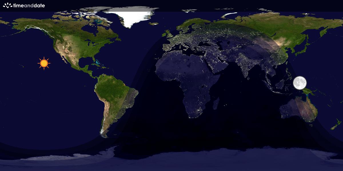 Verdenskart som viser dag og natt 